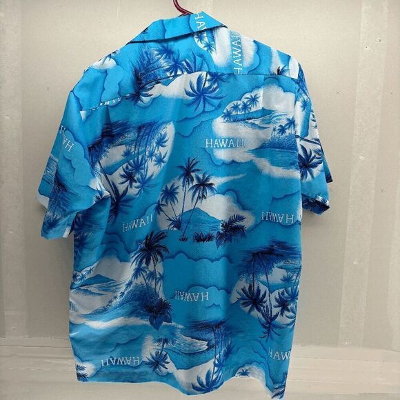 Hookano Vintage 60s Silk Hawaiian Shirt Palm Trees & Hawaii All Over Size L - Picture 2 of 7